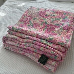 Ralph Lauren Pink and Green Floral Quilt Size King